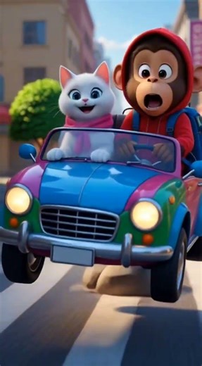 Monkey & Cat’s Crazy Car Crash! Dog Saves the Day 🐒🐱🐶