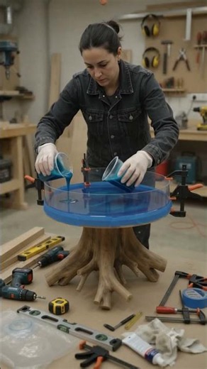 I Built a Luxury Ocean Wave Resin Tree Root Table #ResinArt #DIYTransformation #HomeDecor