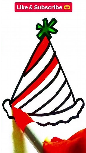 How to Draw a Party Hat 🎉 | Cute Drawing for Kids #partyhatdrawing #kidsdrawing #howto