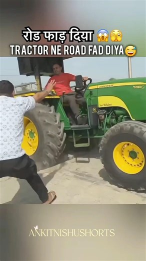 TRACTOR NE ROAD FAD DIYA 😅 // NISHU DESHWAL #nishudaswal #rohitdeshwal #automobile #viral #shorts