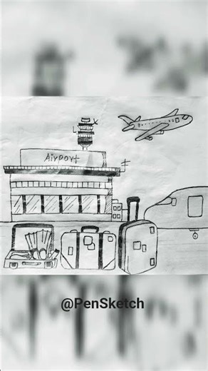 Airport Drawing #pencildrawing #longdistance #airport #travelsongs #shorts #lovesongs #shortsvideo