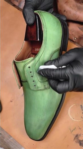 Gifennse Green Derby Coloring Process | Handmade Leather Magic Z #derby #shoes #handmade