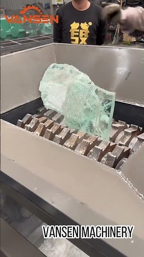 This dual-shaft shredder can easily shred glass.