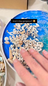 Her seashell collection is just stunning, this isn’t even all of it! Adding this personal touch will make this coffee table tray extra special! 🐚🌊 #foryou #ocean #seashells #oceanart #resinartist | Liquid Luxe Designs