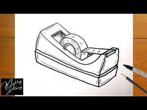 How to Draw a Tape Dispenser Step by Step