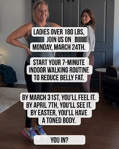 Ladies over 180lbs, start 7-minute indoor walking exercises to go from XXL to L in 8 weeks  | WalkFit Daily Walking Plan | Facebook