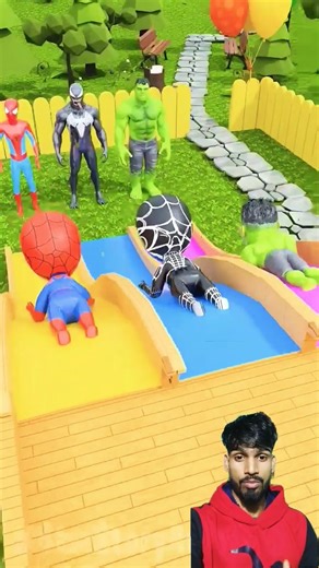 Spider-Man Venom And Hulk Playing Slide 😄 #shorts #spiderman #hulk #funny #cartoon