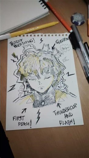 #zenitus#demon slayer #first form#trending #sleeping#thunderbreathing #viral#trending #anime#artist