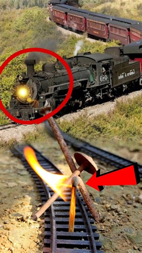 challenge 😱 old train vs giant rusty nail blockade #train #challenge #shorts