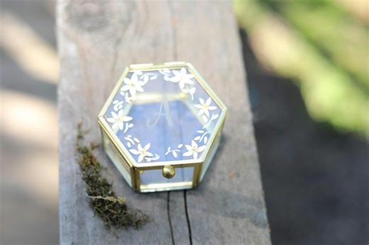 Hand Painted Floral Glass Jewelry Box – Personalized Keepsake Ring Trinket Organizer - Etsy