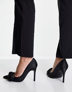 Ted Baker Hyana Moire satin Bow 100mm court shoe in black | ASOS