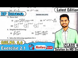 Ex 2.1 Q5 Q6 | RD Sharma Class 9 | Chapter 2 Exponents of Real Numbers | MD Sir 9