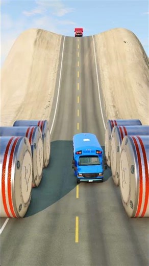 School Bus vs Hydraulic Jack #beamngdrive #beamngshorts #gaming