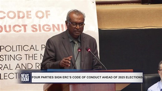 Four of six political parties contesting the General and Regional Elections on September 1, 2025, have signed the Ethnic Relations Commission’s (ERC) Code of Conduct, pledging to uphold ethical campaigning and peaceful engagement throughout the electoral period. | News Room