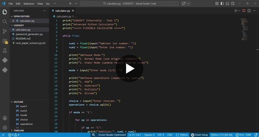 #codsoft #internship #python #programming | ANU REDDY