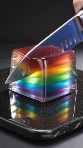 Oddly Satisfying Rainbow Jelly Cube Cutting ASMR