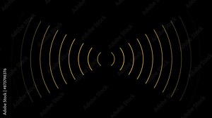 Digital Radio waves signal icon seamless animation. Sound frequency sign animation on black background.