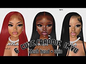 6 Cute / Baddie IMVU mesh heads + skin🌷🎀 /Nyla Vu /