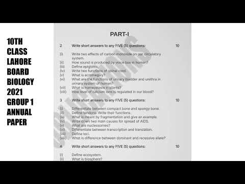 lahore board 10th class biology 2021 group 1 annual past paper #10thclass #biology #2021
