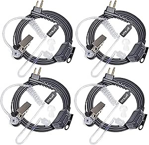 HYS Surveillance kit Headsets for Motorola Walkie Talkie CP200 Rdm2070d BPR40 CLS1110 CLS1410 CP200d 2-Way Radio, CLS RDX RDU 2 pin Transparent Security Earpiece with Mic