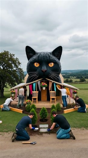 Giant Cat Shaped House Build Timelapse | From Empty Land to Amazing Cat Home