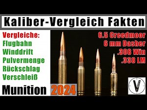 Caliber comparison .338 LM & .308 Win & 6.5 Creedmoor & 6 mm Dasher • Trajectory • Wind • Recoil ...