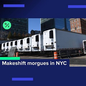 Medical refrigeration trucks have been deployed to be used as makeshift morgues for Covid-19 victims. FEMA set up the vehicles outside New York's Bellevue Hospital. | Bloomberg Originals