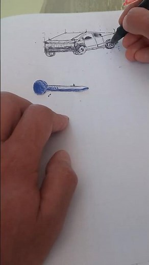 How to draw Tesla Cybertruck | Easy Car Drawing in 30 Seconds ⚡🖊️