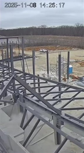 Construction Site Collapse Caught on CCTV – Workers Scramble as Steel Framework Falls 🏗️ #FOLLOW