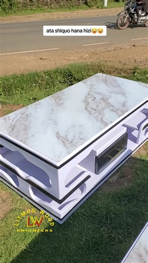 Modern Marble Top Coffee Table with White Finish and Wooden Base Stands