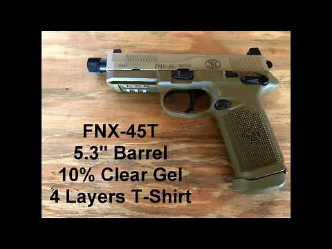 .45 ACP Clear Ballistics Gel Test: Federal HST 230gr +P JHP (P45HST1) FN FNX 45 Tactical