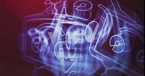 Chatbot ai online assistant support and artificial intelligence chat bot symbol rotating on lights loopable background. Cyber technology abstract concept icon 3d seamless and loop animation.