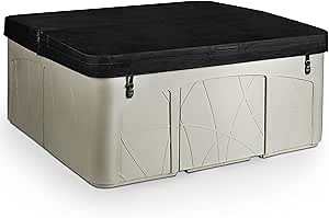 LifeSmart 5-Person Hot Tub – Outdoor Spa with 28 Jets, LED Lights, Waterfall, Ozonator & Cover – Sand-Colored Above-Ground Spa for Home Use