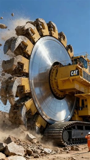 Excavator's giant wheel crushes boulders #EngineeringMachinery #Mining #LargeMachinery