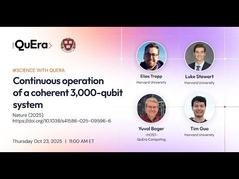 Science with QuEra: Continuous operation of a coherent 3,000-qubit system