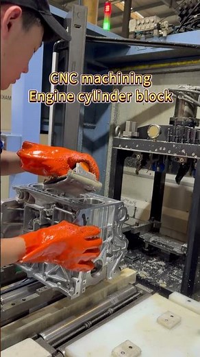CNC machining Engine cylinder block#shorts