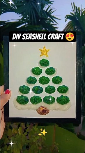 DIY Shell Christmas Tree Art 🌲 | Seashell Christmas Craft #shorts