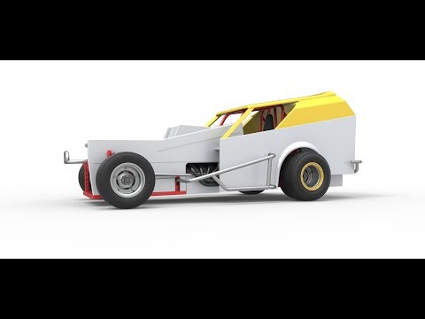 3D printable Vintage Dirt Modified stock car Version 7 Scale 1:25 3D model view