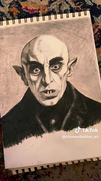 Nosferatu…… The original obviously because let’s be honest the new one wasn’t that great #arttok #sketching #nosferatu #horror #darkart