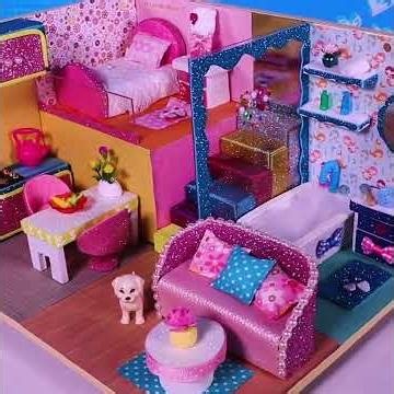 DIY Glitter Miniature Cardboard House Build 🏠 | Kitchen, Bedroom, Bathroom & Living Room