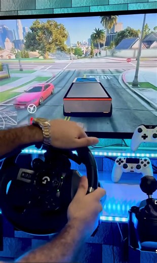 Tesla Cybertruck in GTA V with logitech g29 #subscribe #logitechg29 #gtav #teslacybertruck #tesla