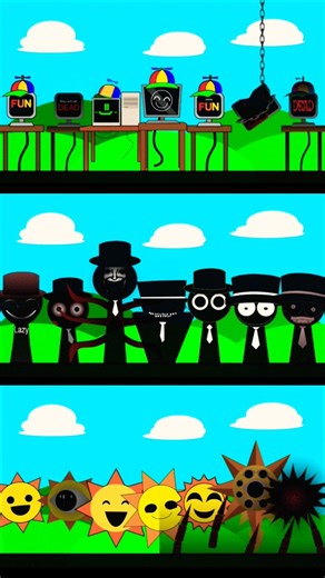 Mr. Computer 💻 x 🌞 Mr. Sun x ⚫ Black 1-7 Phase 🎮🚀⚡ #incredibox #sprunki #sprunkiincredibox #shorts
