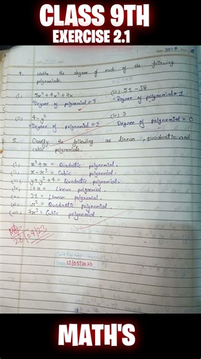 NCERT math's class 9 chapter 2 Polynomial Exercise 2.1 solution