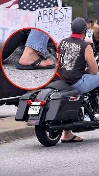 Biker Shows Up to ICE Protest in Flip-Flops Like He Owns the Place #flip-flops #fearless