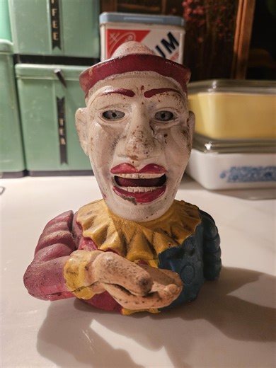 Vintage Cast Iron Clown Mechanical Bank - Etsy