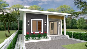 House Design 6x7 with 2 bedrooms - House Plans 3D