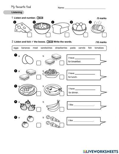Listening grade 1 interactive worksheet