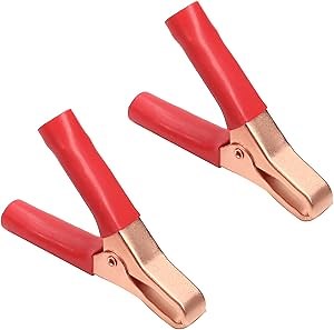 Fielect 2Pcs 75A Heavy-Duty Insulated Alligator Clips Battery Cable Clips Battery Crocodile Electrical Test Clamps Battery Charger Clamp for Car Auto Vehicle Boat, Red