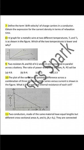 # Class 12 physics Chapter 3 Current electricity important questions #