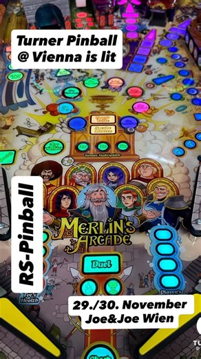 Stefan Riedler on Instagram: "🎯 Die zwei Turner Pinball Geräte Ninja Eclipse und Merlin’s Arcade warten auf euch beim Vienna is Lit Turnier! Was macht diese Flipper so speziell? • neue Marke mit Fokus auf moderne Features und gute Preise • Original-IP Designs mit eigenem Regelwerk & Spieltiefe • Hochwertige Bauweise & spezielle technische Details • Versionen & Preisgestaltung, auch mit limitierten Editionen • Sehr wartungsfreundlich 📅 Wann: 29. & 30. Dezember 📍 Wo: Joe&Joe beim Westbahnhof Ih